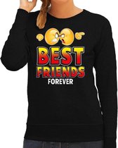 Funny emoticon sweater Best friends forever zwart voor dames S