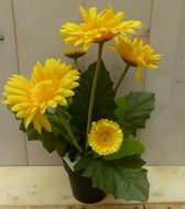 Kunstgerbera geel in pot