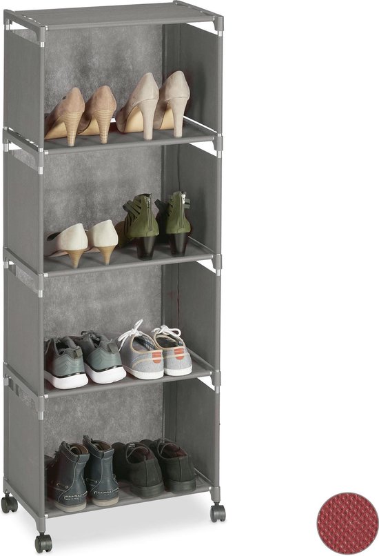 relaxdays schoenenrek op wielen - schoenenkast - rek - opbergrek - stof -  metaal -... | bol.com