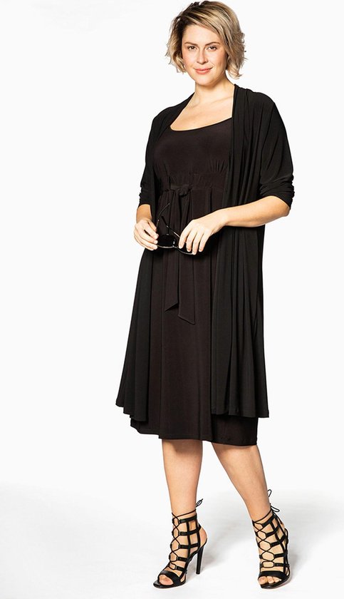 Guinness vermogen draaipunt Yoek | Grote maten - dames jurk spaghetti bandjes - zwart | bol.com