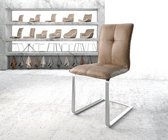 Stoel Maddy-Flex frame vlak roestvrij staal suede-look bruin