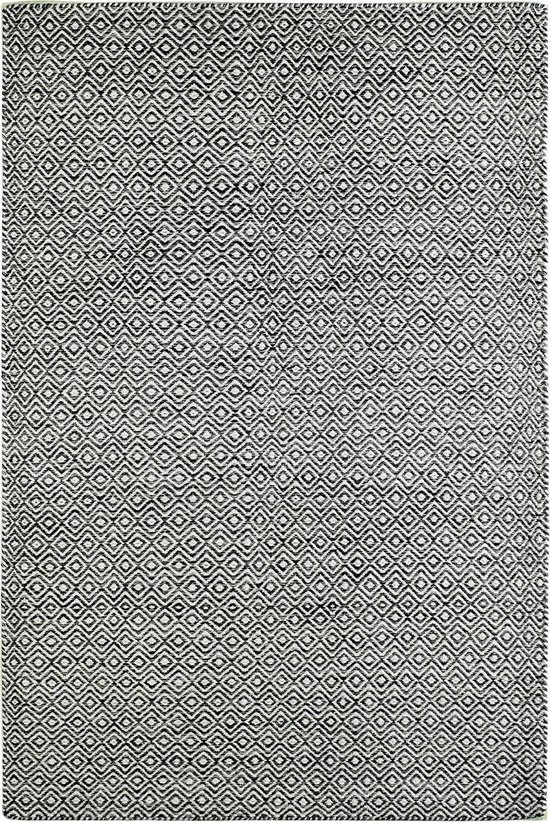 Handgeweven laagpolig vloerkleed Jaipur - Wol - Grafiet - 120x170 cm