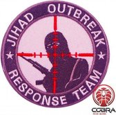JIHAD OUTBREAK Response Team geborduurde witte patch embleem met velcro
