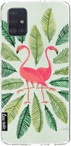 Casetastic Samsung Galaxy A51 (2020) Hoesje - Softcover Hoesje met Design - Flamingos Green Print