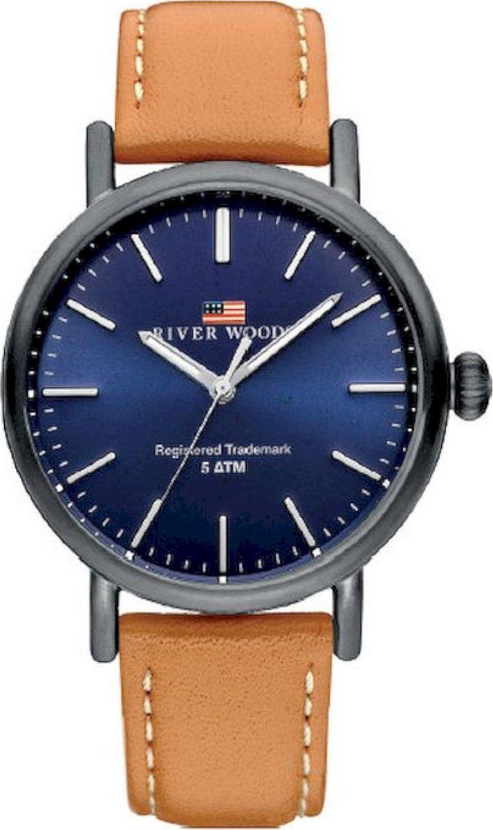 River Woods Hudson RW420031 Horloge - Leer - Bruin - Ø 42 mm