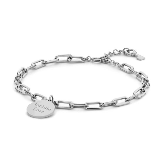 Special Moments 8KM BC0087 Stalen armband - Cadeau voor haar - 16,5 + 3 CM - Zilverkleurig