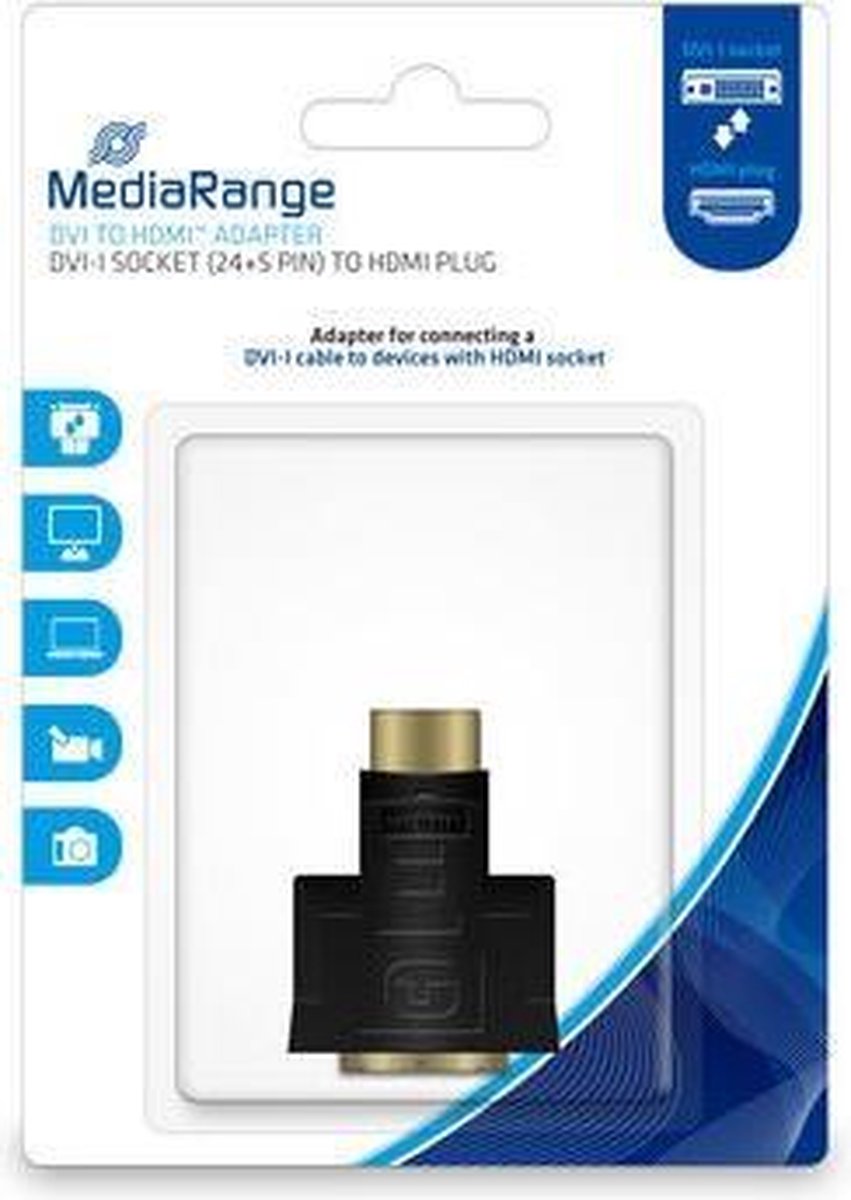 DVI naar HDMI High Speed Adapter, vergulde contacten, DVI-I-contrastekker (24+5-polig)/HDMI-stekker
