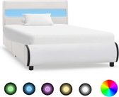 Bedframe met LED kunstleer wit 100x200 cm