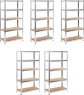 Opbergrek - Gegalvaniseerd staal en MDF -  90 x 45 x 180 cm - 5 st