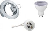 LED Spot Set - Trion - GU10 Fitting - Dimbaar - Inbouw Rond - Glans Chroom - 6W - Natuurlijk Wit 4200K - Kantelbaar Ø83mm - BES LED