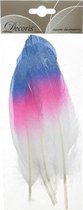 6x Blauw/roze/witte sierveren 18 cm decoraties - Hobbymateriaal/knutselmateriaal - Knutselen