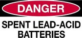 Sticker 'Danger: Spent lead-acid batteries' 200 x 100 mm