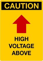 Caution sticker High voltage above, staand 210 x 148 mm (A5)
