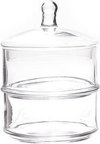 Pot de rangement en verre / bonbonnière 2 couches 12 x 18 cm avec texte - Bonbonnière en verre 2 couches pour chocolat / bonbons 12 x 18 cm