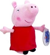 Pluche Peppa Pig/Big knuffel in rode outfit 28 cm speelgoed - Cartoon varkens/biggen knuffels - Speelgoed voor kinderen
