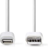 Nedis USB-Kabel | USB 2.0 | Apple Lightning 8-Pins | USB-A Male | 480 Mbps | Vernikkeld | 1.00 m | Rond | PVC | Wit | Polybag