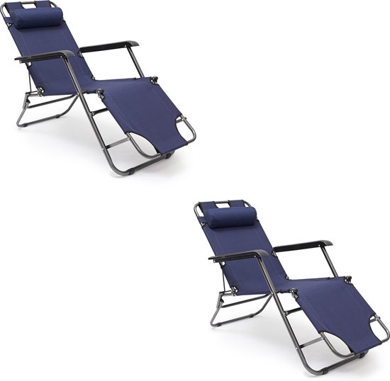 bol.com | relaxdays 2 x ligstoel tuin - ligstoelen - strandstoel opvouwbaar  - tuinstoel - tot 100 kg