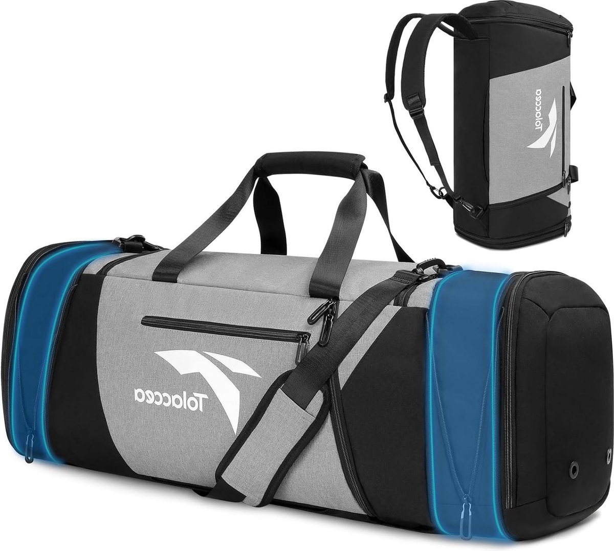 LONALIA 55L Grote Sporttas Reistas Heren - Weekendtas Fitnesstas Trainingstas voor Kamperen Gym Reizen 56x32x32cm (Blauw