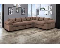 Meuba Home® - Hoekbank King - Ribbel Stof - Bruin