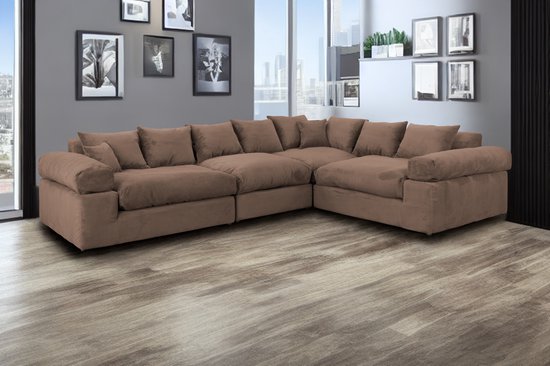 Meuba Home® - Hoekbank King - Ribbel Stof - Bruin