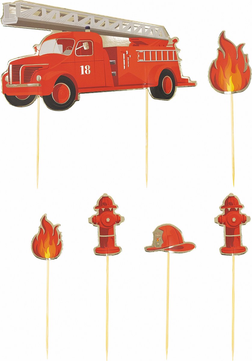 PARTYPRO - 6 brandweerman taartdecoraties