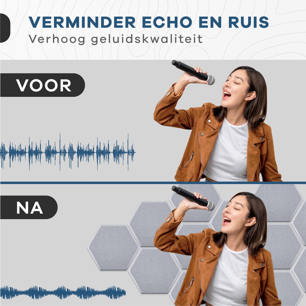 DeciShield 20 akoestische panelen - Zelfklevend -Wandpaneel - Geluidsisolatie - Geluidspanelen - Afrikaans Grijs — cadeau in Wonen & Interieur - foto 5