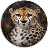 Cheetah rond schilderij - Dieren wandcirkels - Wandcirkels Abstractie - Moderne schilderijen - Wandschaal - Kantoor decoratie muurcirkel aluminium 70x70 cm