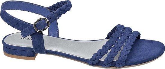 Graceland Dames Blauwe sandaal gevlochten bandjes - Maat 37 | bol.com