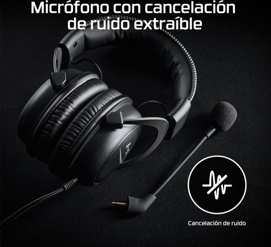 Zwarte HyperX Cloud II headset met afneembare microfoon met ruisonderdrukking.