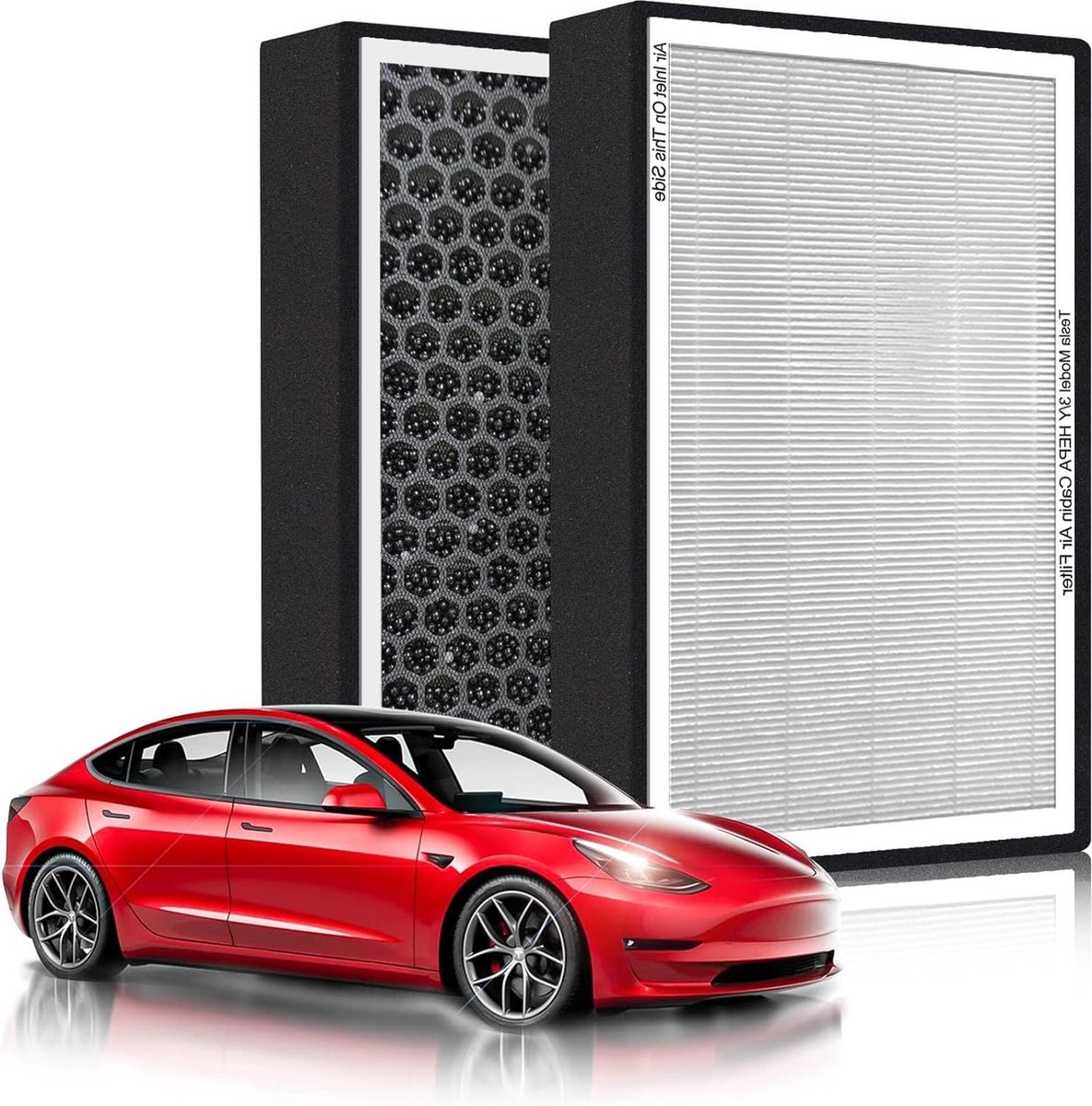 Luchtfilter interieurluchtfilter met actieve kool HEPA-filter voor Tesla Model 3 Model Y 2016-2023 (2 stuks)
