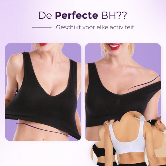 Collage du soutien-gorge noir et beige, 'Le Soutien-gorge Parfait ??', adapté à toutes les activités.