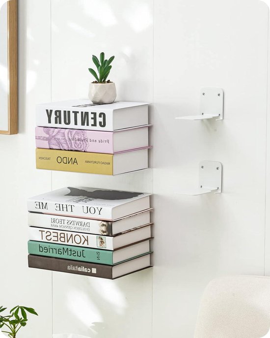 Witte Onzichtbare Zwevende Boekenkast 4 Stuks - Metalen Planken Voor Boeken En Decoratie