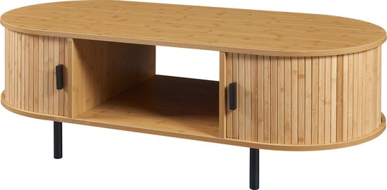 Salontafel met opbergruimte - industriële stijl - naturel