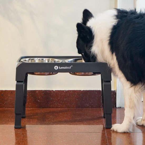 SSAWcasa Verhoogde hondenbakken verstelbare, verhoogde gekantelde Franse Bulldog voerbak, schuine voerbak voor huisdieren voor kleine en middelgrote honden, antislip kattenpuppy waterfeeder met bamboe