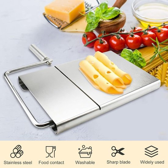 Coupe-Fromage Avec 5 Fils De Rechange - Planche à Découper En Acier Inoxydable Avec Échelle - Pour Fromage, Beurre, Légumes