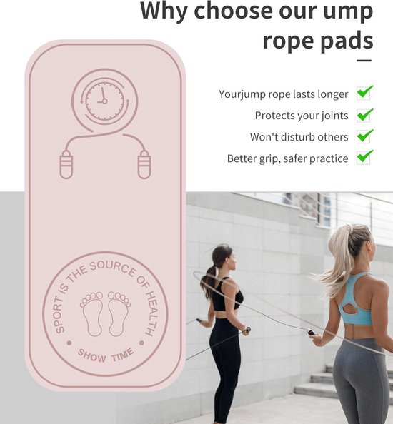 Jump Rope Mat Set - Knieën Bescherming - Impact Absorptie - Fitness Oefenmat - Antislip - Thuis Gym - 140cm*62cm*8mm + 61cm*41cm*8mm van Beast Gear — afbeelding 5
