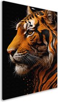 Tijger schilderij - Dier wanddecoratie - Canvas schilderij Vlekken - Wanddecoratie klassiek - Canvas schilderijen - Schilderijen canvas 50x70 cm