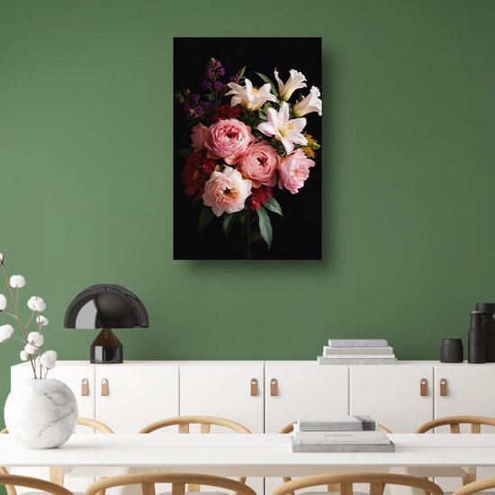 Tableaux de Fleurs - Tableaux nature - Décoration murale Feuilles - Peinture rurale - Peinture sur toile - Décoration murale chambre toile 60x90 cm