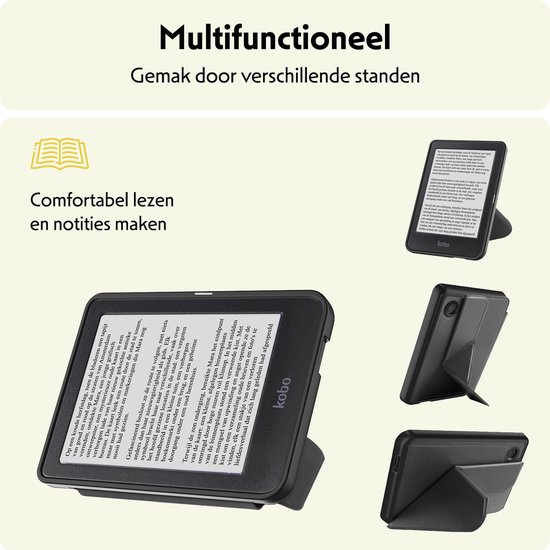 Hoesje Geschikt voor Kobo Clara BW Hoes Bescherm Hoesje Case Sleep Cover Trifold Met Screenprotector - Hoes Geschikt voor Kobo Clara BW Hoesje - Zwart van Hoesje  — afbeelding 3