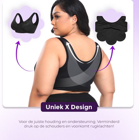 BH Push up femme fermeture devant - BH avec armatures - Taille XL - Zwart - Soutien- BH Comfort - soutien-gorge post-opératoire - BH sans armatures - BH rembourré - BH invisible - Soutien- BH de maintien - Soutien-gorge femme