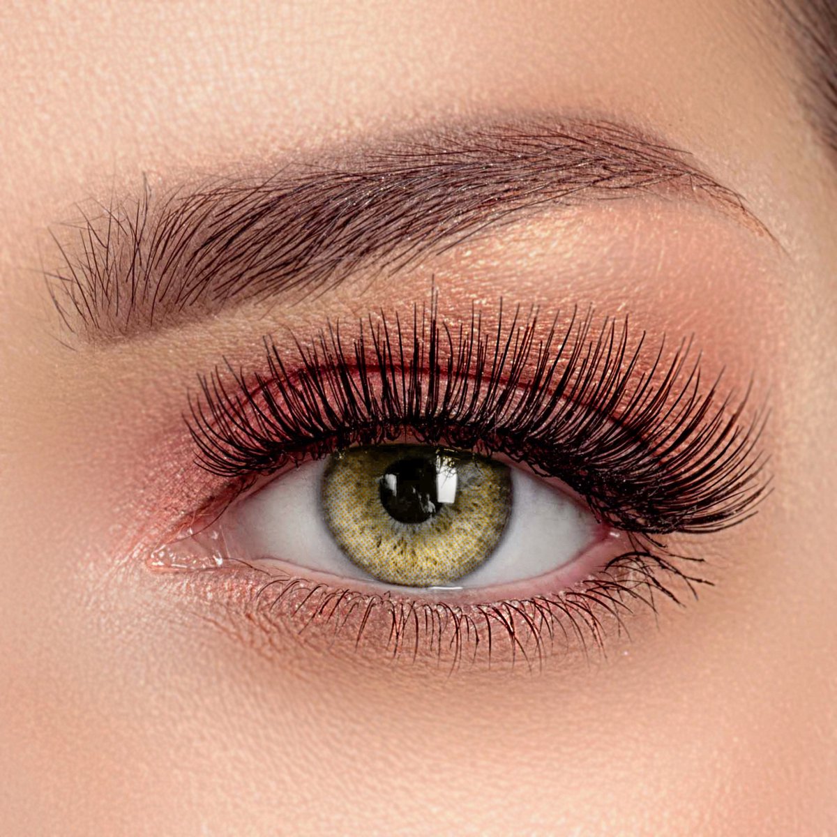 Beauty® kleurlenzen - Vegas Hazel Brown - jaarlenzen met lenshouder - bruin/groene contactlenzen