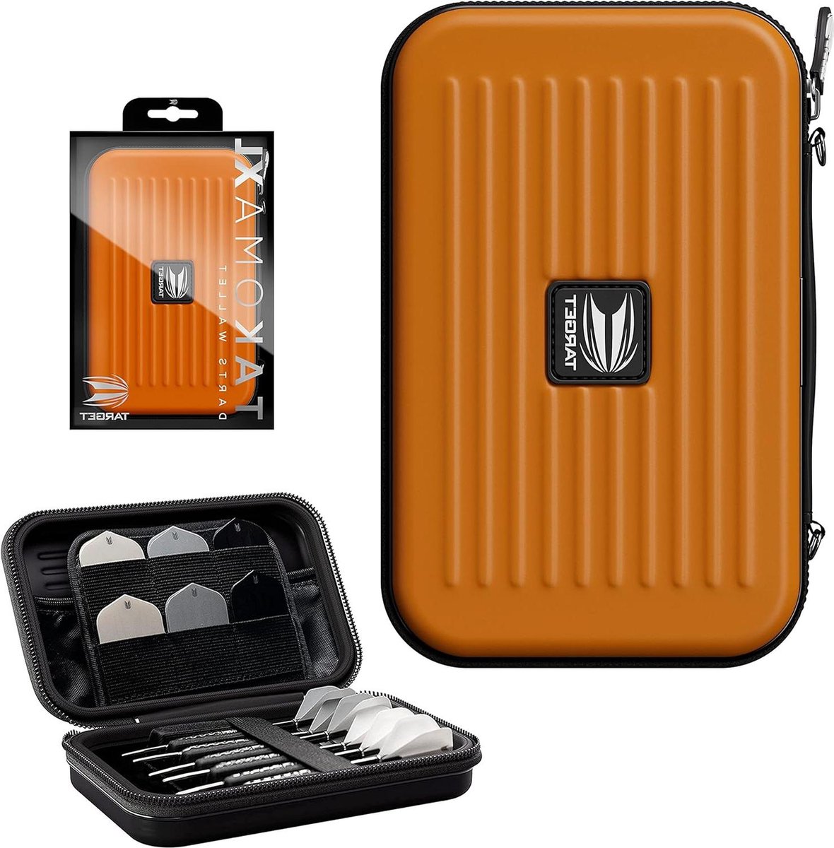 Dart-portemonnee maat XL - Oranje - Voor 6 dartpijlen - Beschermende EVA-darthouder - Dubbele ritssluiting - Professionele dartaccessoires