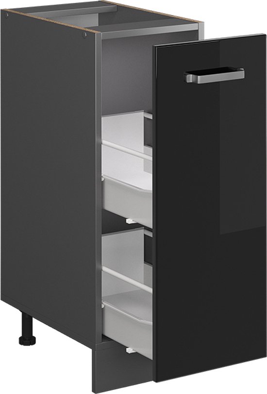 Vicco Armoire à pharmacie R- Line, Zwart brillant/Anthracite, 30 cm, WB Anthracite