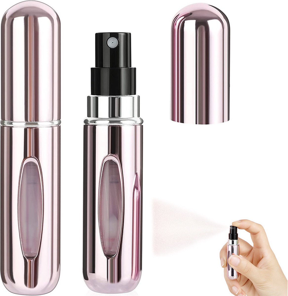 Goedkoopste Reisparfum - 2 x verstuiverfles - 5 ml - dispenser - aluminium - simpel navulbaar - Leeg geleverd