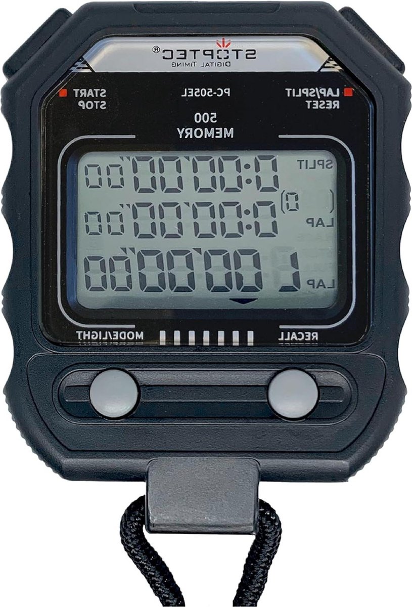 Stopwatch Stoptec PC-505 EL Digitaal Drieregelig Display Tijd Datum Alarm - Zwart