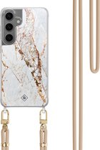 Casimoda® coque avec cordon - Convient pour Samsung S24 - Marbre Or - Cordon amovible - - Multi