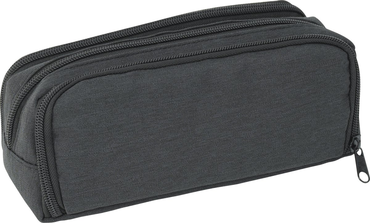 Eberhard Faber etui - rechthoekig - 3-vaks - antraciet - zonder inhoud - EF-577406