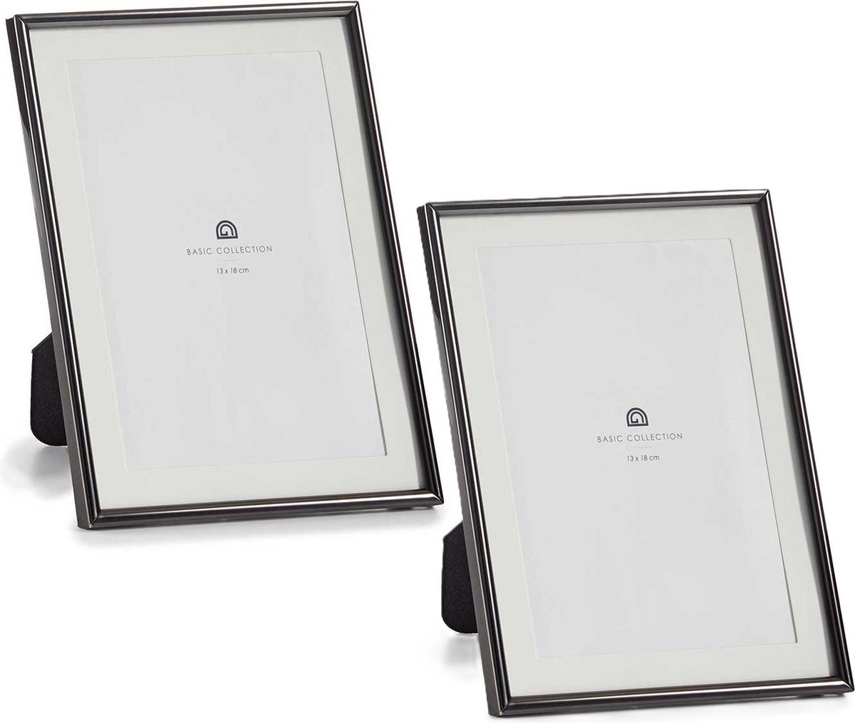 Giftdecor Fotolijstje voor 13 x 18 cm foto - 2x - zwart - metaal - frame 15 x 20 cm - passe partout - staand/hangend