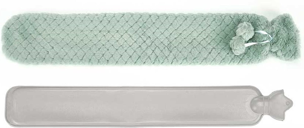 Goedkoopste Giftdecor Warmwater kruik - 2 liter - pluche hoes in groen - Lang model - 14 x 75 cm - bedkruiken - kinderen/volwassenen