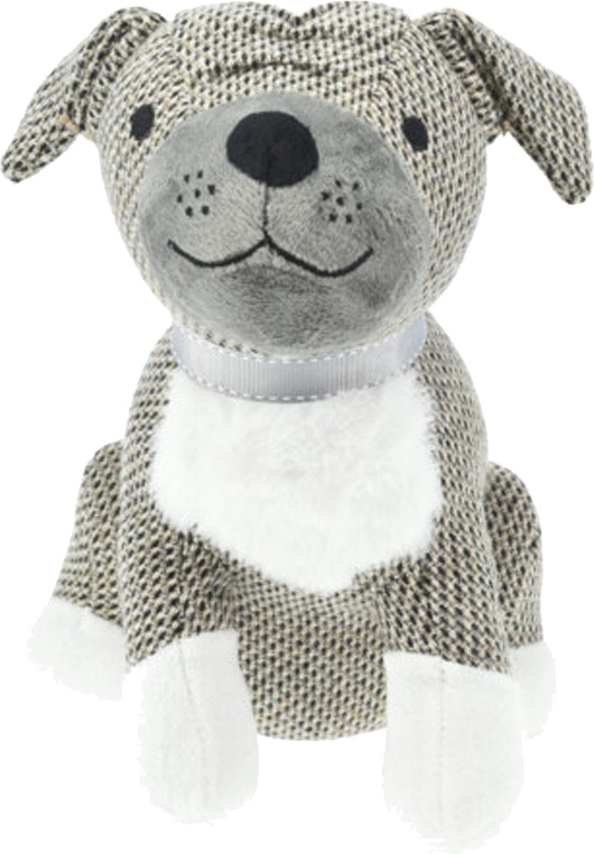 H&S Collection Deurstopper - hond - licht grijs - 27 x 20 x 27 cm - polyester - dieren thema deurstoppers